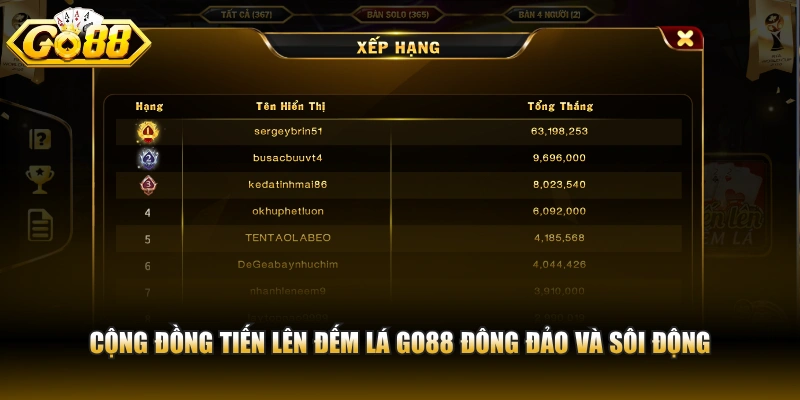 Tiến lên đếm lá – Tựa game bài kinh điển tại GO88 Cộng đồng tiến lên đếm lá GO88 đông đảo và sôi động