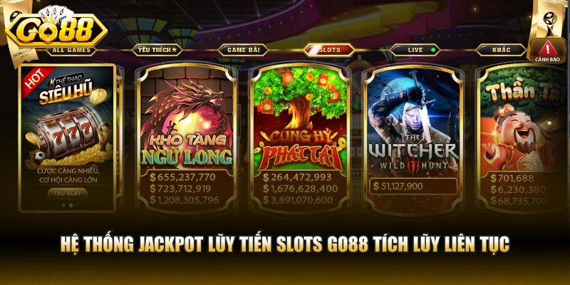 Hệ thống jackpot lũy tiến slots GO88 tích lũy liên tục