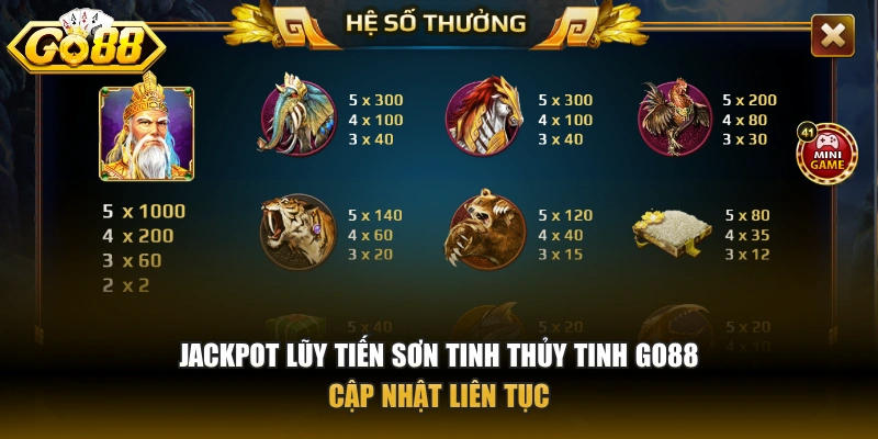 Jackpot lũy tiến Sơn Tinh Thủy Tinh GO88 cập nhật liên tục