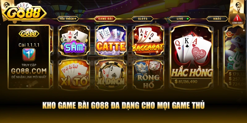 Kho game bài GO88 đa dạng cho mọi game thủ