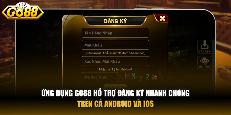 Ứng dụng GO88 hỗ trợ đăng ký nhanh chóng trên cả Android và iOS
